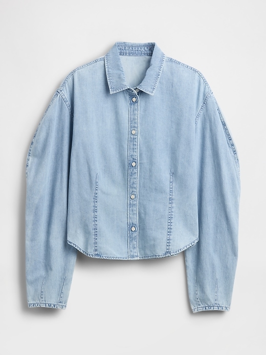 Image number 5 showing, Denim Balloon-Sleeve Shirt