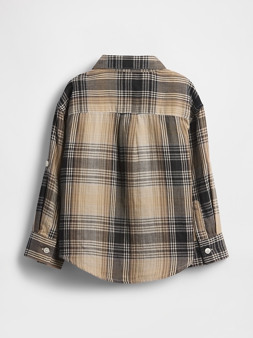 2 of 8 showing, with the color Ivory plaid of product Baby & Toddler Double-Weave Plaid Shirt