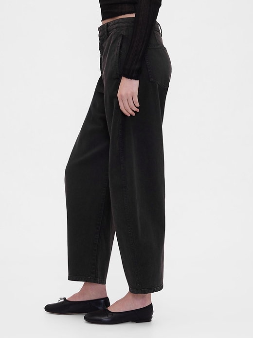 Image number 3 showing, Mid Rise Twill Barrel Pants