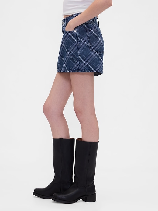 Image number 3 showing, Denim Plaid Mini Skirt