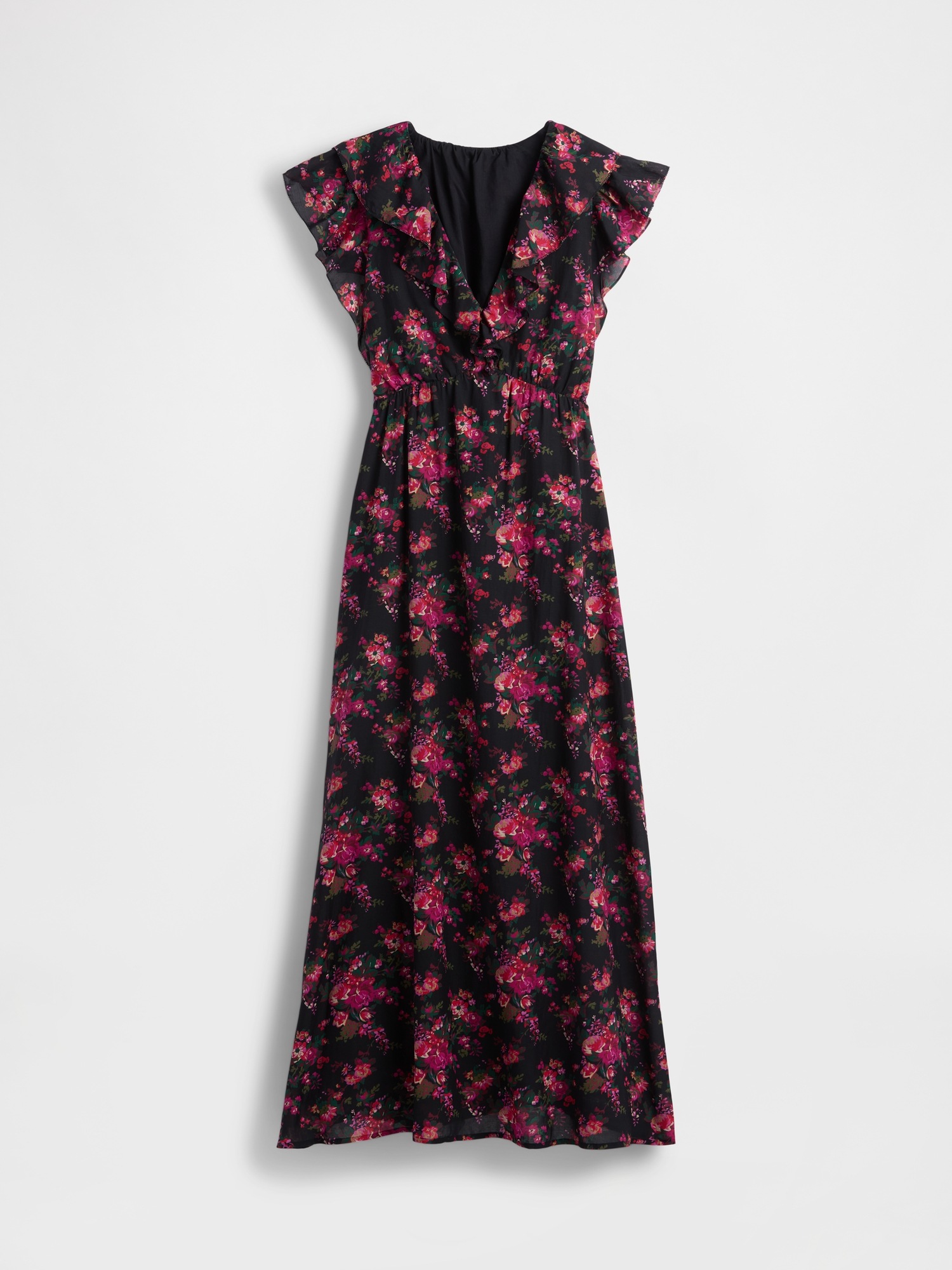 Женское платье Gap Ruffle V-Neck Maxi, цвет: Розовый с принтом — фото 5