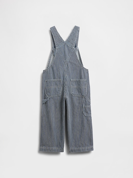 2 of 8 showing, with the color Medium wash of product Baby & Toddler Denim Stripe Baggy Overalls
