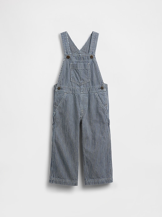 1 of 8 showing, with the color Medium wash of product Baby & Toddler Denim Stripe Baggy Overalls