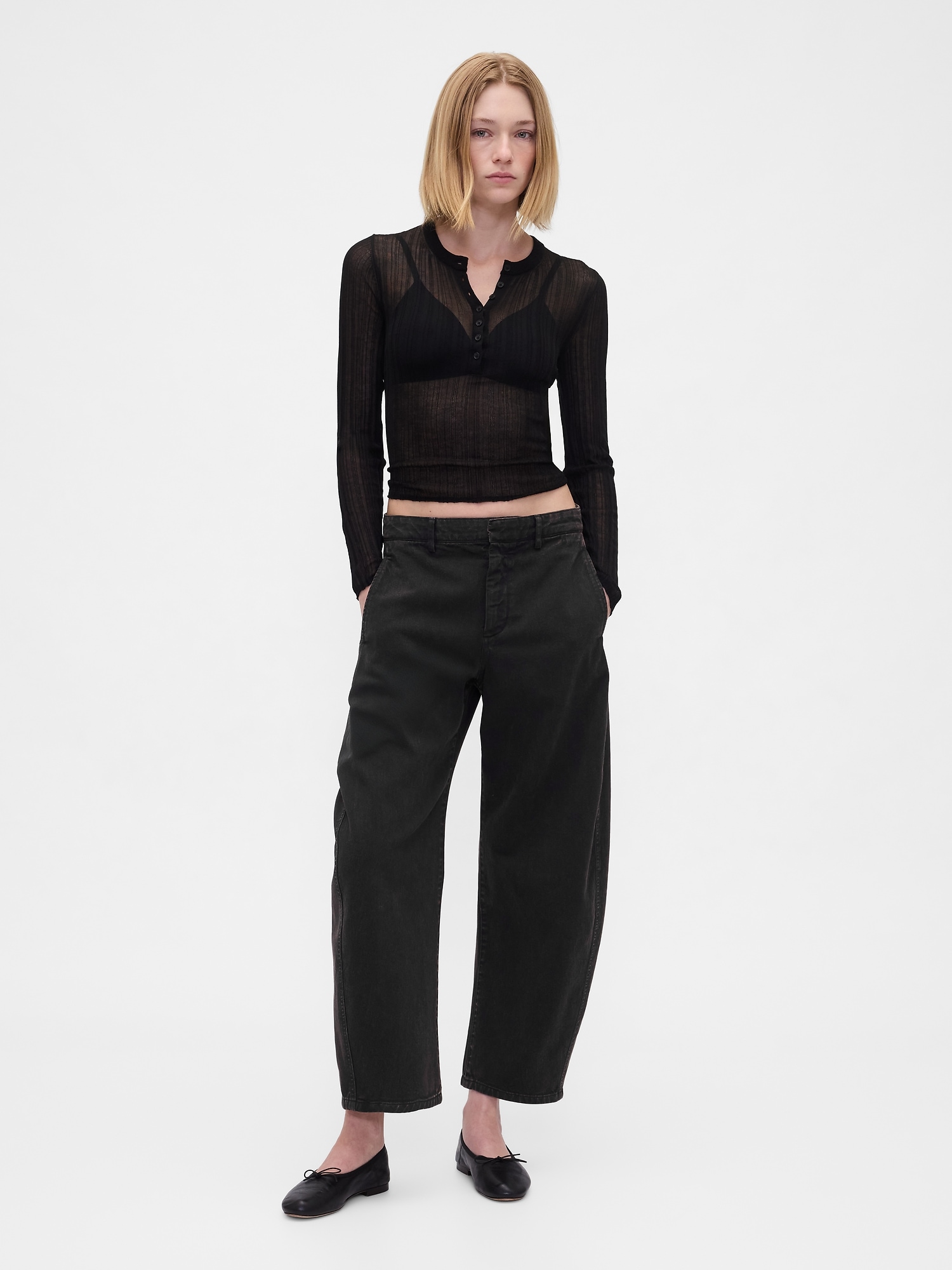 Gap Mid Rise Twill Barrel Pants