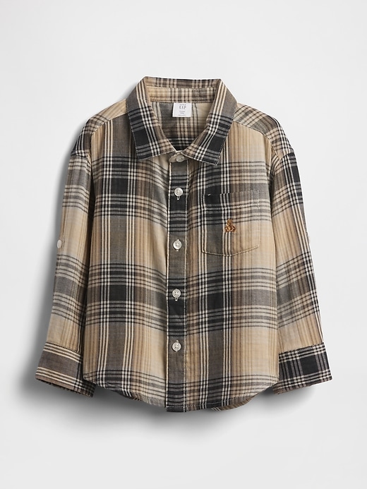 1 of 8 showing, with the color Ivory plaid of product Baby & Toddler Double-Weave Plaid Shirt