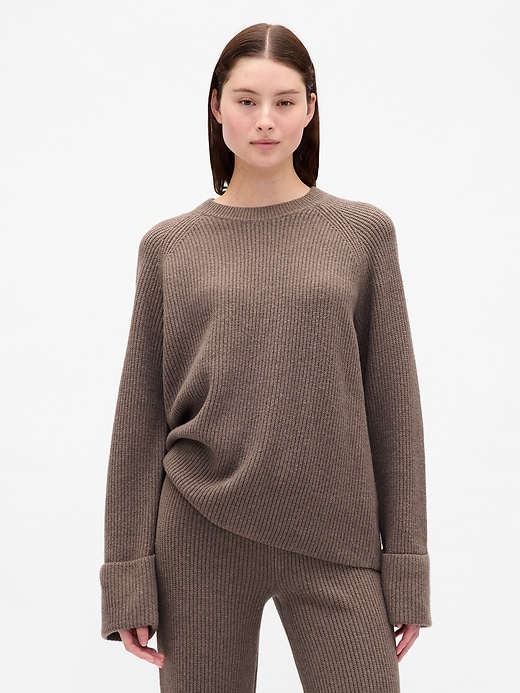 Image number 1 showing, CashSoft Shaker-Stitch Boyfriend Sweater