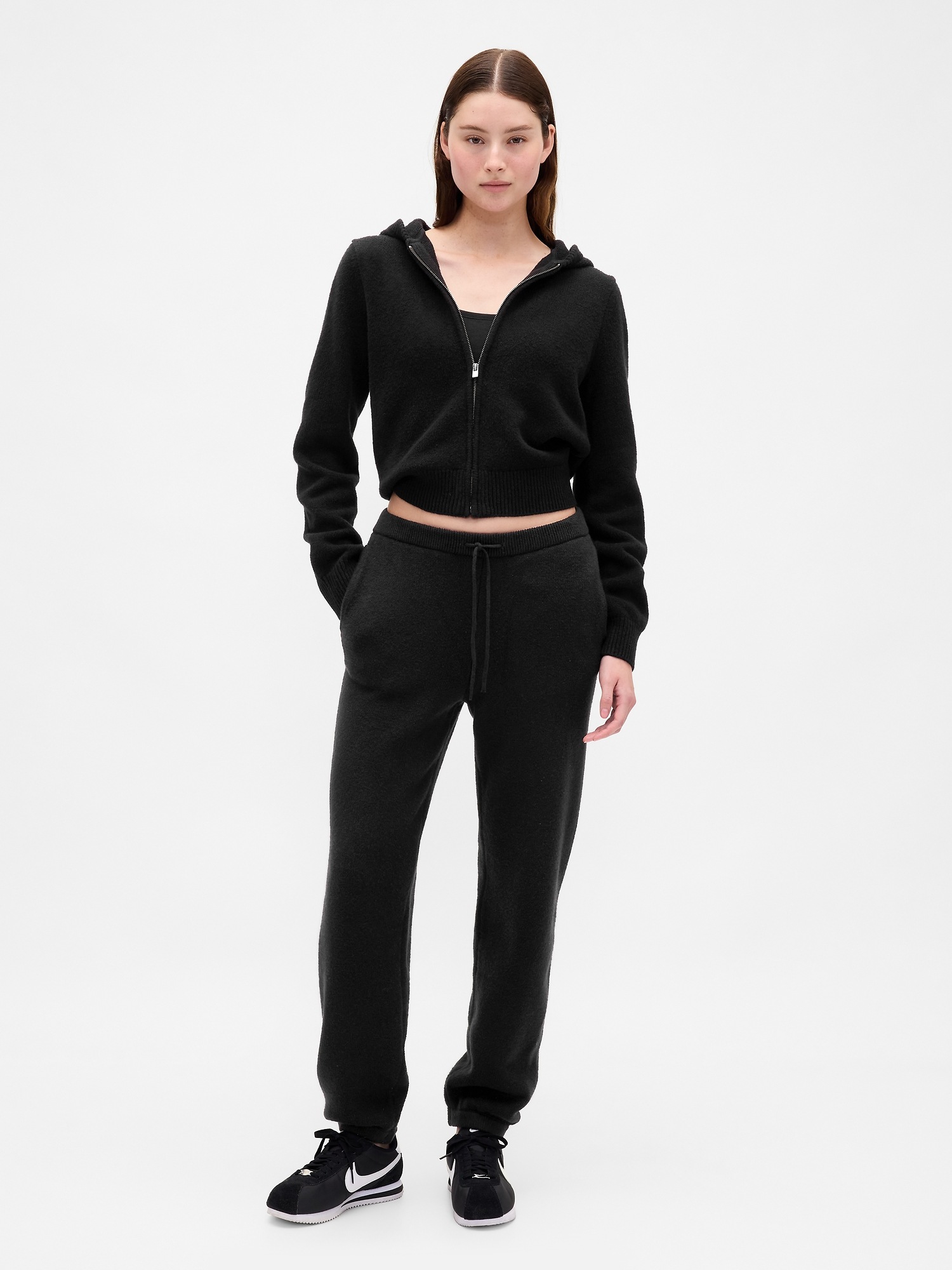 Женское худи Gap CashSoft Sweater Zip, цвет: Чёрный — фото 2