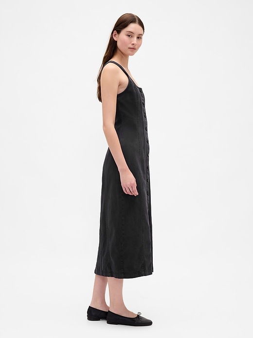 Image number 3 showing, Seamed Button-Front Midi Dress