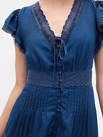 Lace-Trim Midi Dress