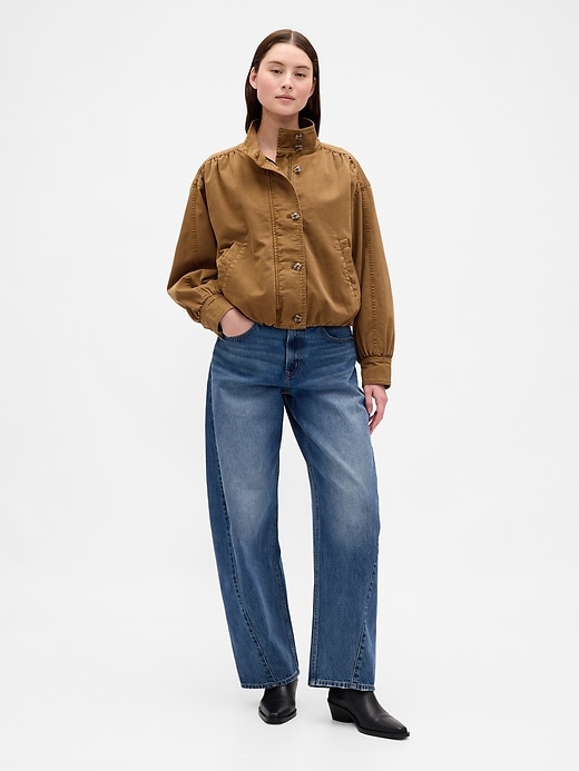 2 of 8 showing, with the color Palamino brown of product Oversized Twill Bubble Jacket