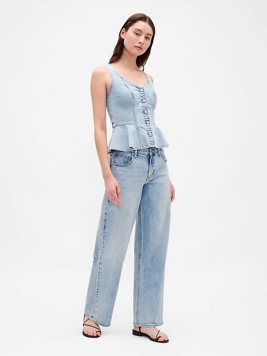 Image number 5 showing, Denim Peplum Crop Tank Top