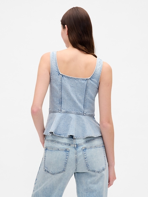 Image number 3 showing, Denim Peplum Crop Tank Top
