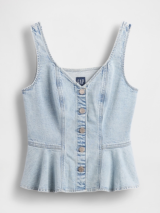 Image number 6 showing, Denim Peplum Crop Tank Top