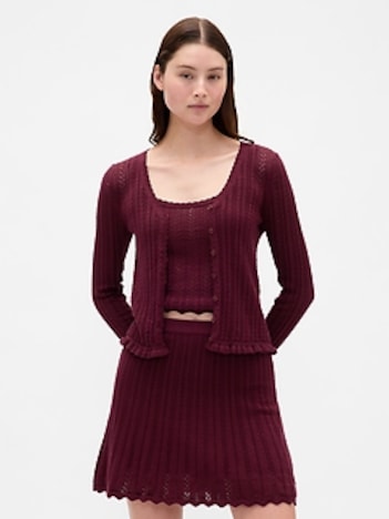 100% Cotton Pointelle Cardigan