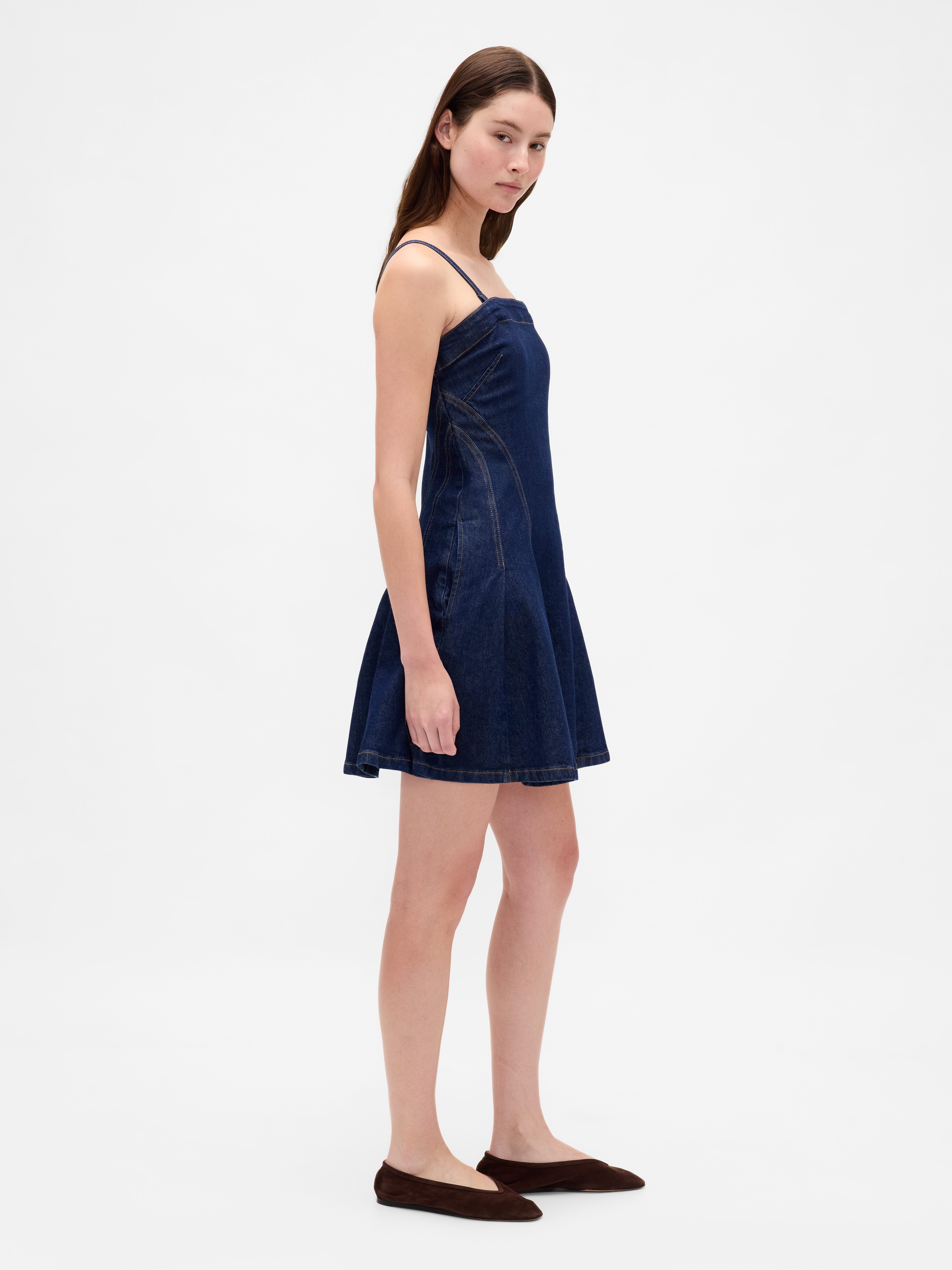 Denim Mini Dress - Blue - View 22