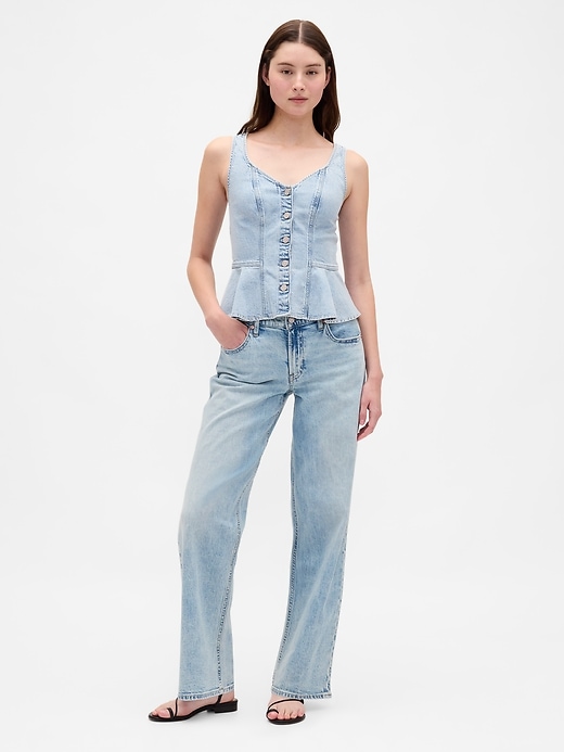 Image number 2 showing, Denim Peplum Crop Tank Top
