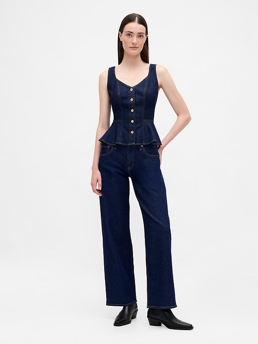Image number 2 showing, Denim Peplum Crop Tank Top