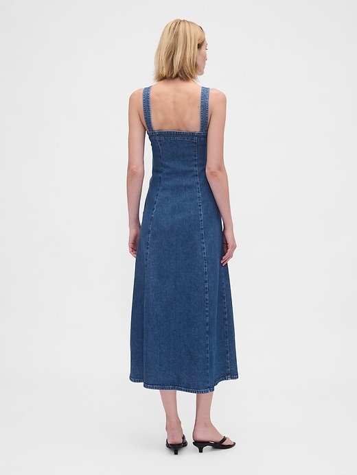2 of 8 showing, with the color Medium wash of product Denim Midi Dress