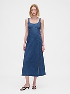 Denim Midi Dress - Blue - View 3