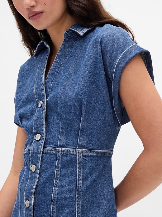 Image number 4 showing, Denim Seamed Mini Dress