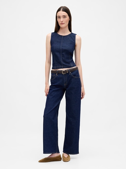 Image number 5 showing, Denim Peplum Crop Tank Top
