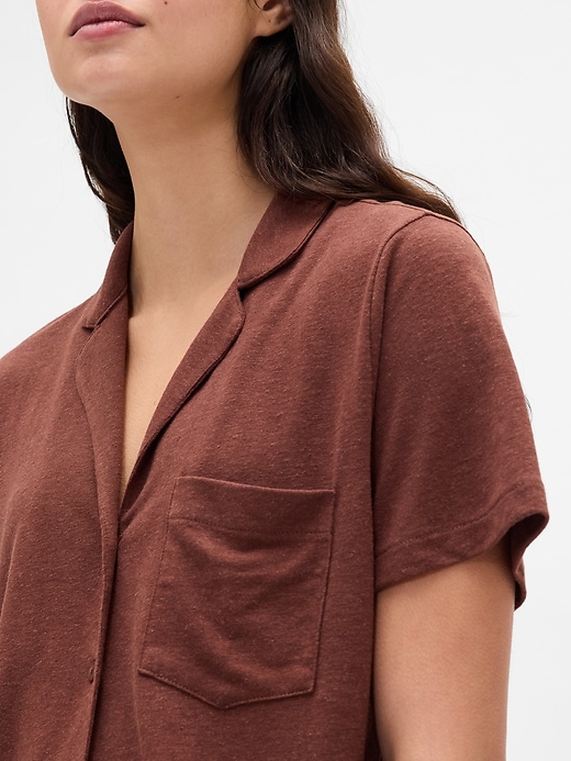 Image number 4 showing, Linen-Blend Ruffle PJ Shirt