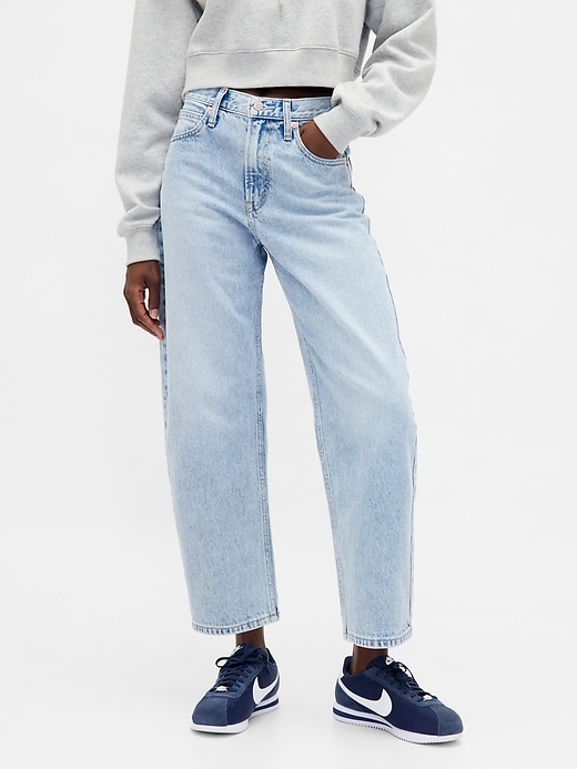 Image number 2 showing, High Rise Crop Barrel Jeans