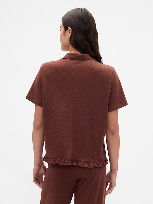 Image number 3 showing, Linen-Blend Ruffle PJ Shirt