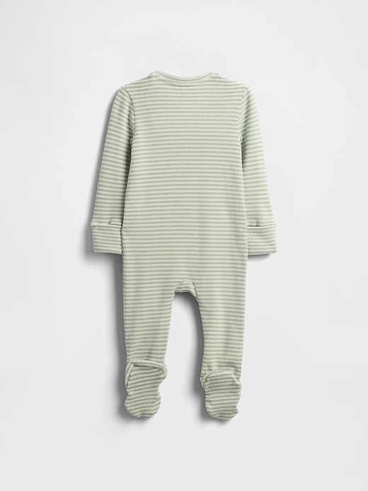 Image number 2 showing, Baby Softspun Waffle Bear-Pocket Footed One-Piece