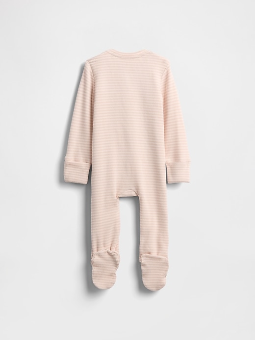 Image number 2 showing, Baby Softspun Waffle Bear-Pocket Footed One-Piece