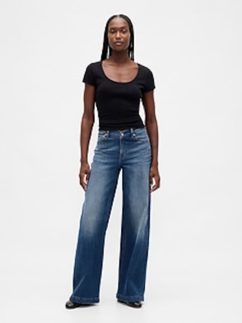High Rise Stride Wide-Leg Jeans