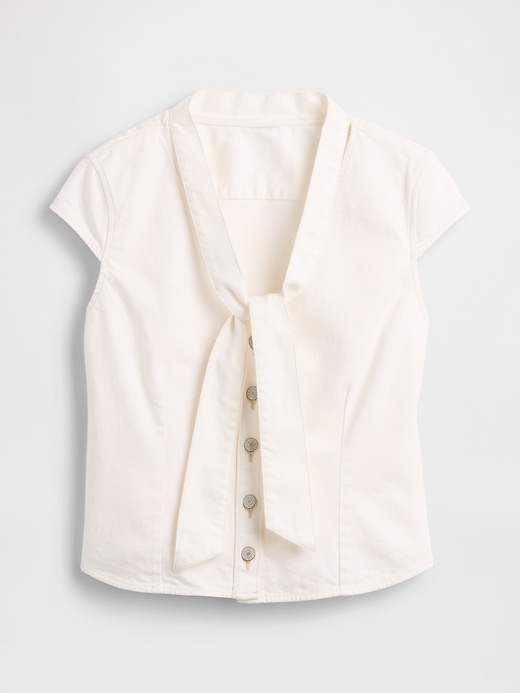 Image number 5 showing, Denim Tie-Front Crop Top