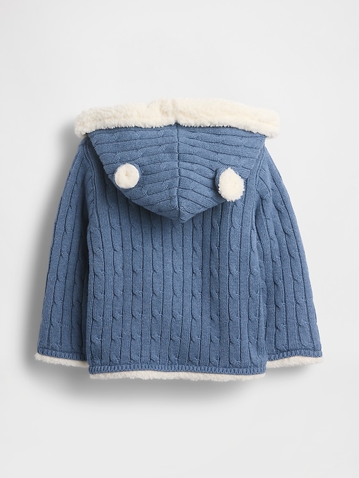 Image number 2 showing, Baby Sherpa-Lined Cable-Knit Bear Cardigan