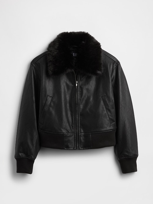 Image number 5 showing, Vegan Leather Bomber Jacket