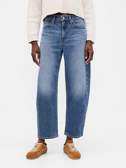 Image number 2 showing, High Rise Crop Barrel Jeans
