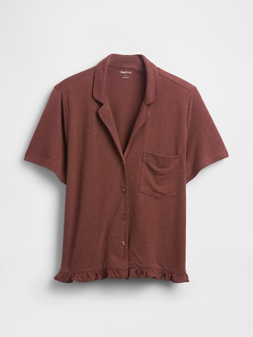 Image number 5 showing, Linen-Blend Ruffle PJ Shirt