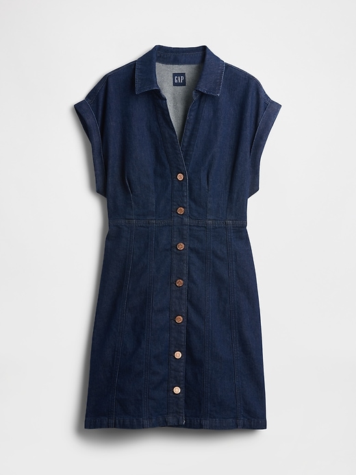 Image number 1 showing, Denim Seamed Mini Dress