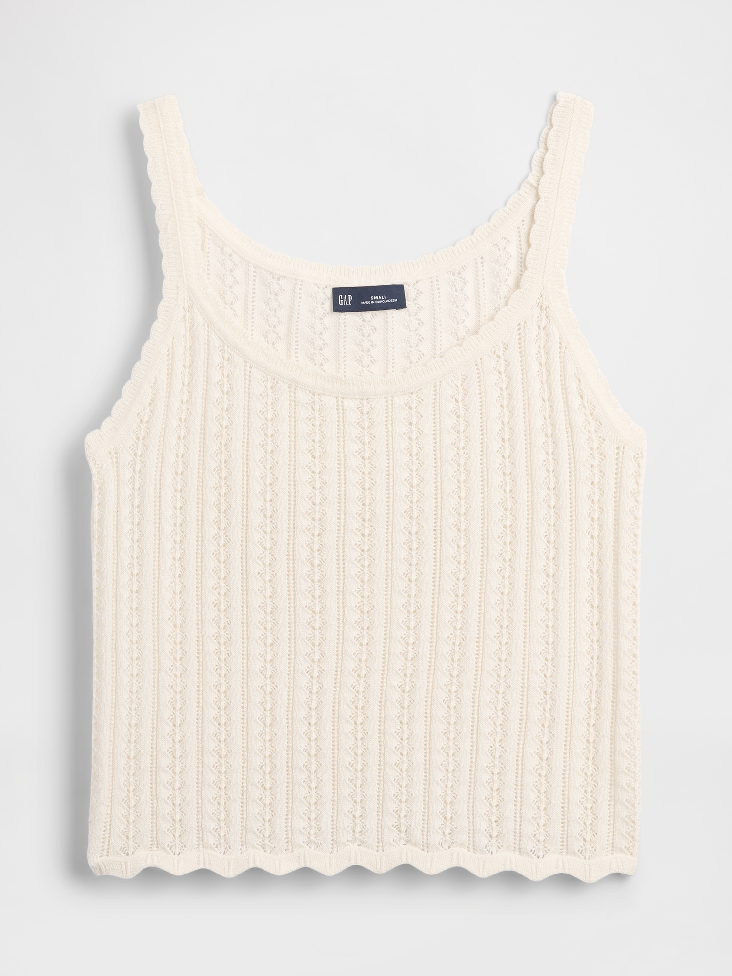 100% Cotton Pointelle Tank Top - Beige