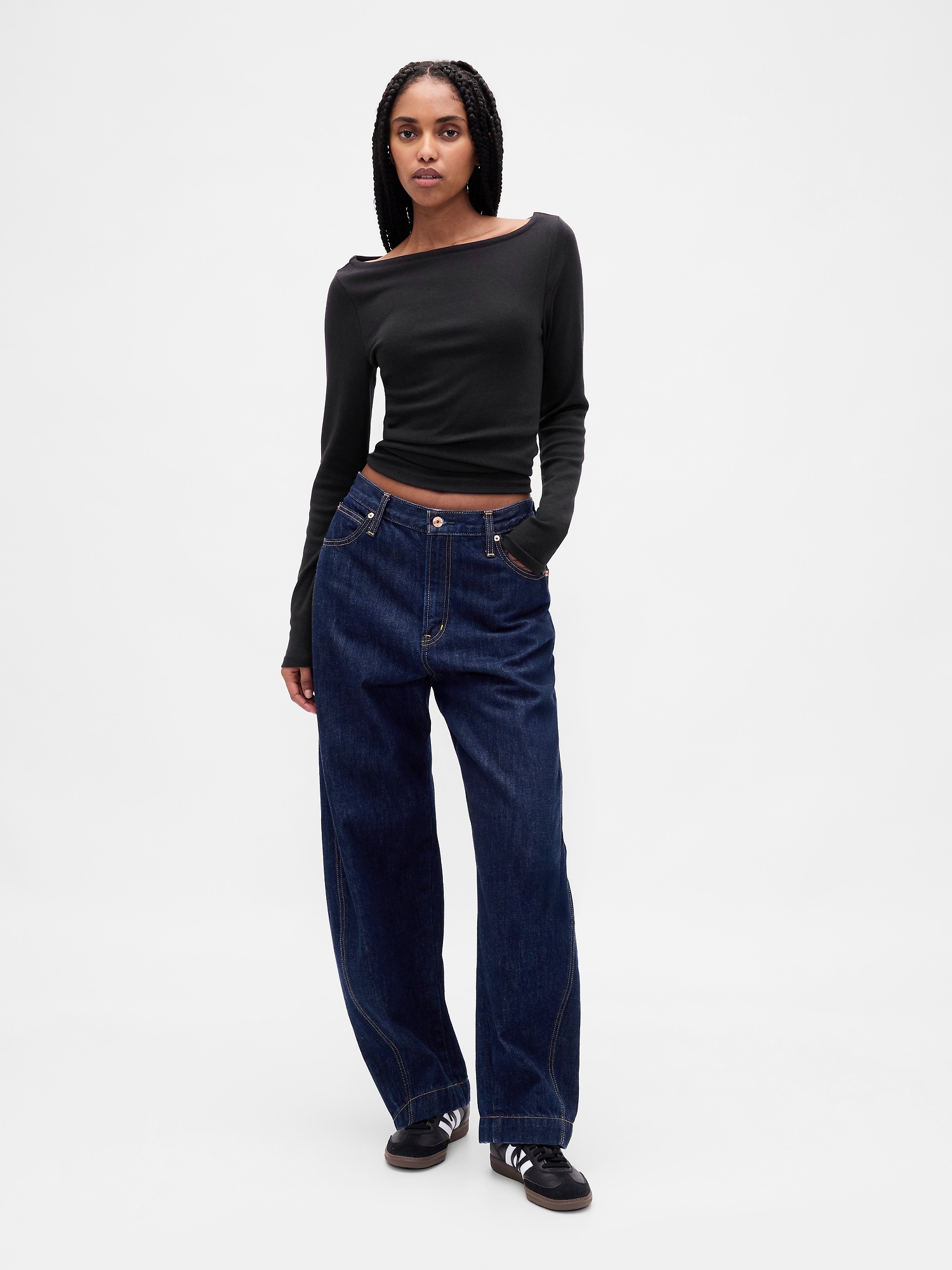 Женская футболка Gap Modern Boatneck, цвет: Чёрный — фото 2