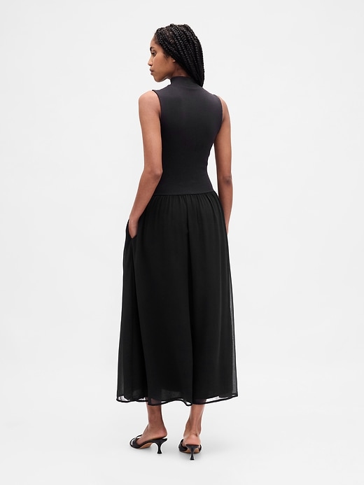 Image number 2 showing, Modern Mockneck Mixed Media Maxi Dress