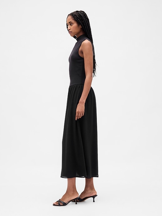 Image number 3 showing, Modern Mockneck Mixed Media Maxi Dress