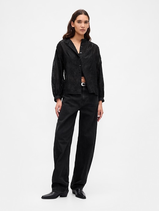 2 of 8 showing, with the color True black of product Sheer Voile Floral Shirt
