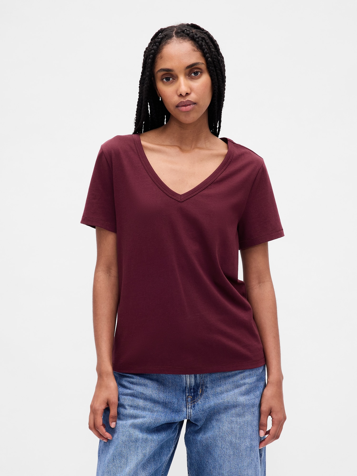 Organic Cotton VintageSoft V-Neck T-Shirt - Red