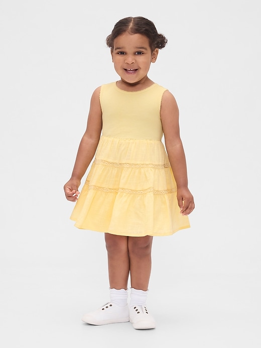Image number 1 showing, Baby & Toddler Lace-Trim Mixed Media Dress