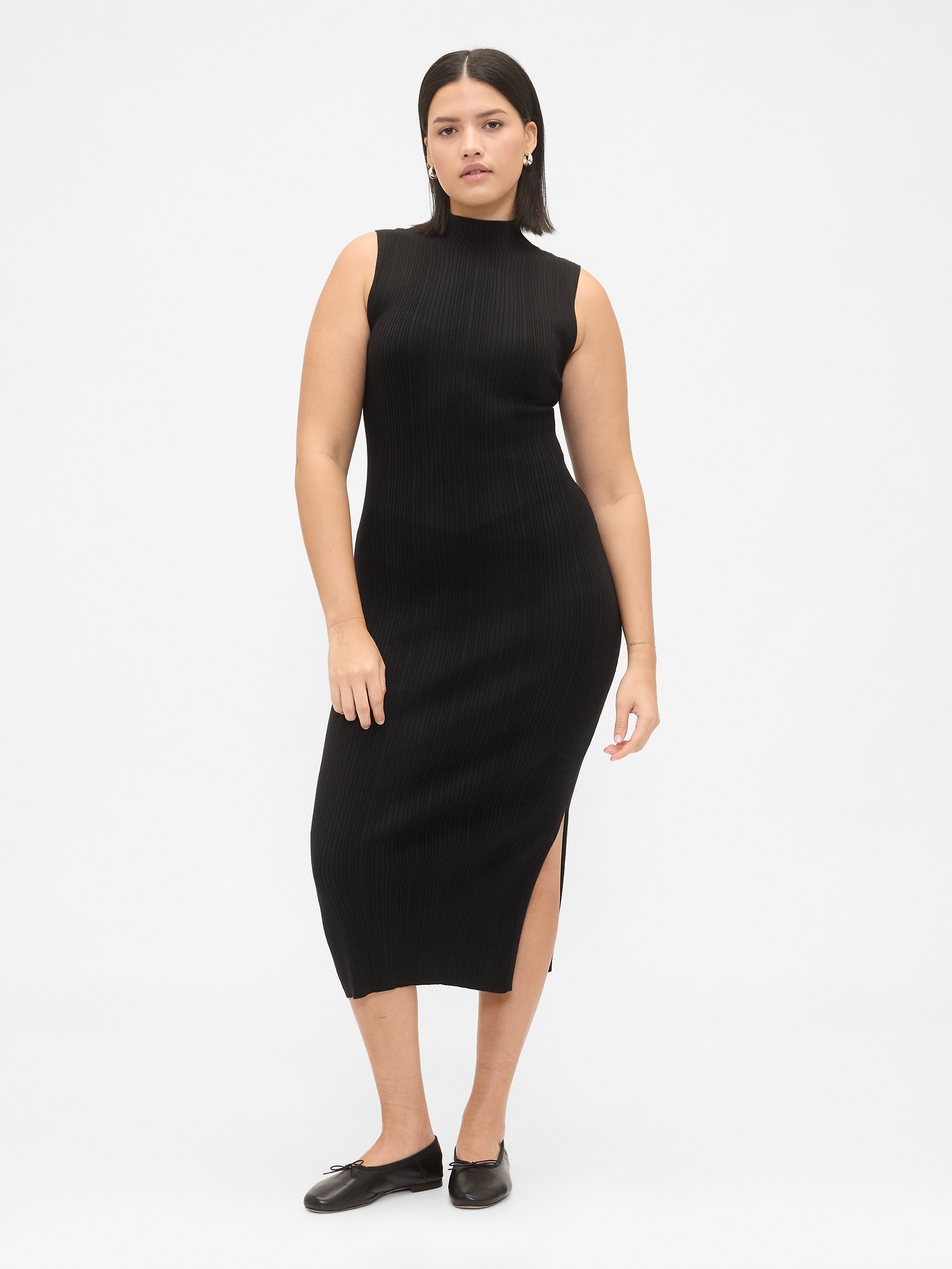 Женское платье Gap Rib Sweater Midi, цвет: Насыщенный чёрный — фото 4