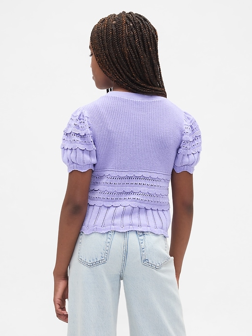 Image number 3 showing, Kids Scalloped Mixed-Stitch Sweater