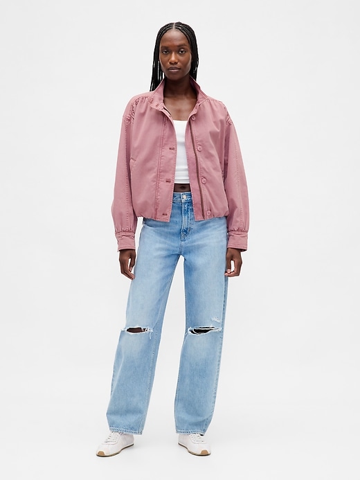 2 of 8 showing, with the color Mauve pink wash of product Oversized Twill Bubble Jacket