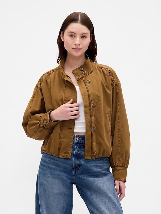 1 of 8 showing, with the color Palamino brown of product Oversized Twill Bubble Jacket