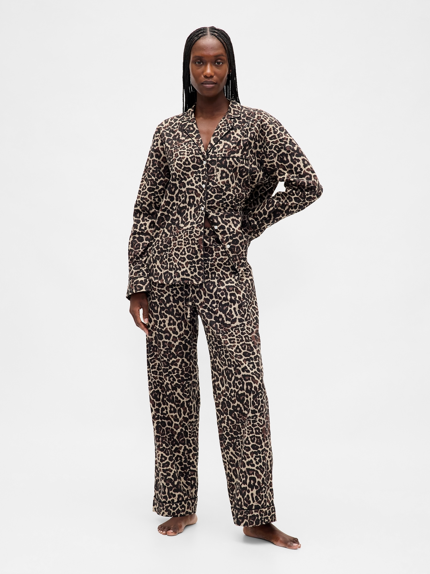 Poplin PJ Pants - Brown