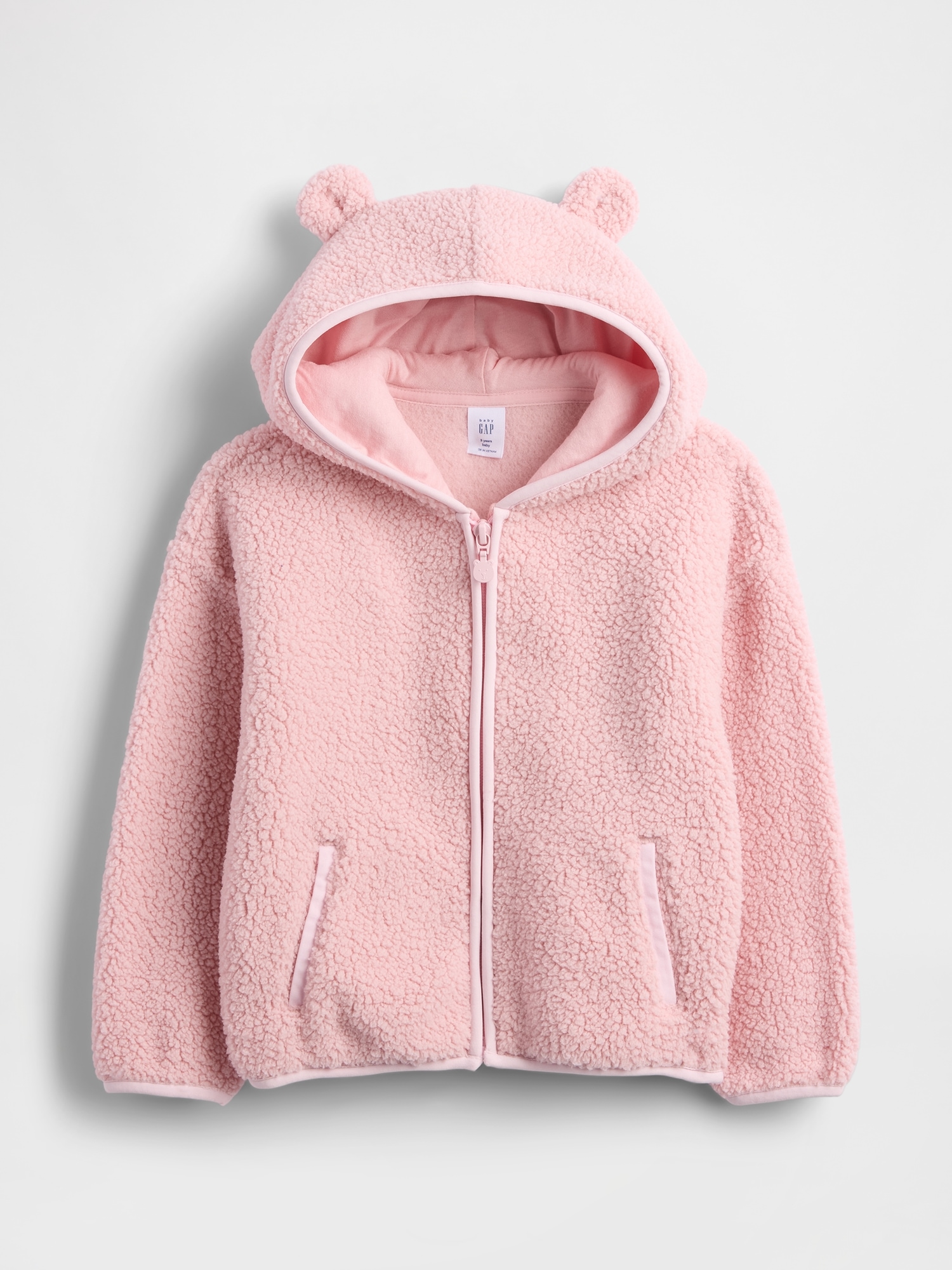 Baby & Toddler Sherpa Bear Zip Hoodie - Pure Pink